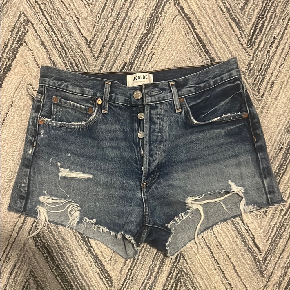 Agolde Parker Vintage Cutoff Dark Swapmeet Shorts Size 27